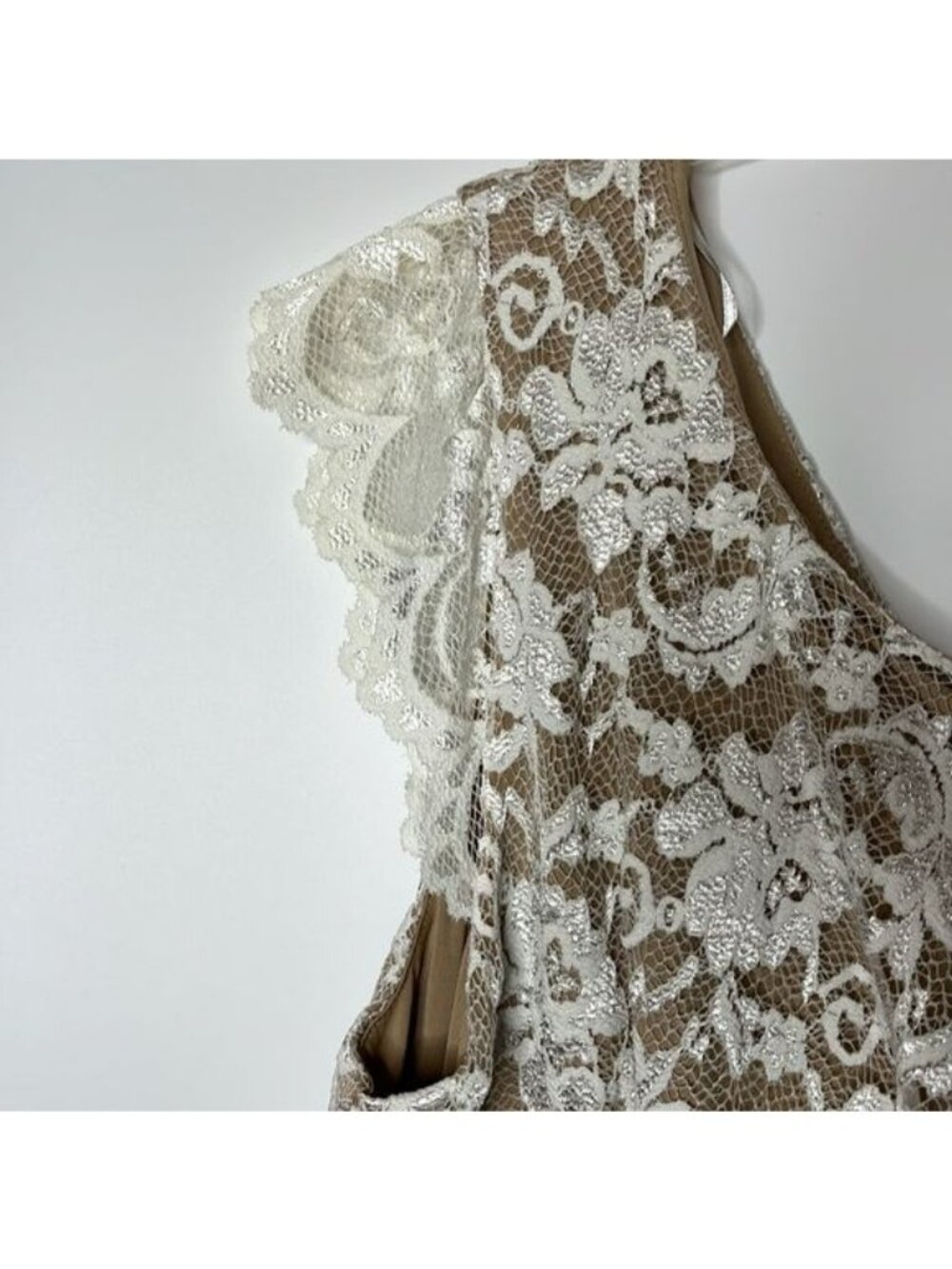NWT ABS Allen Schwartz Womens Ivory Lace Overlay Sheath Dress PLUS SIZE 20W - Picture 7 of 11